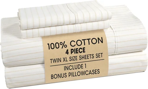 Vista 127 de Casa Platino Juego de sábanas Twin – Sábanas Twin 100% algodón con 2 fundas de almohada, sensación ligera y ajuste seguro, tejido percal crujiente