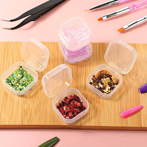Vista 5 de 6 piezas de mini contenedores de almacenamiento de cuentas de plástico transparente para recolectar artículos pequeños, cuentas, joyas, tarjetas