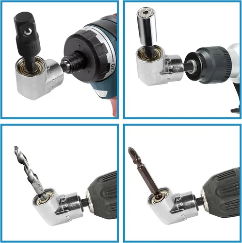 Vista 6 de Destornillador de ángulo recto de 105 grados, adaptador de accesorio de extensión de taladro con enchufe magnético hexagonal de 1/4 pulgadas