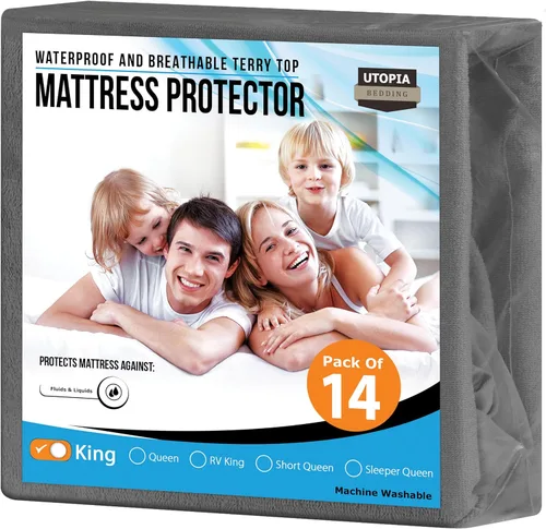 Vista 60 de Utopia Bedding - Protector de colchón impermeable tamaño king, funda de colchón de terry premium de 200 GSM, cubierta de cama suave y transpirable
