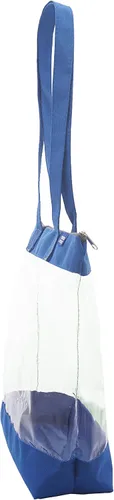 Vista 3 de Bolsa transparente para colgar en el hombro con cierre zipper. Azul