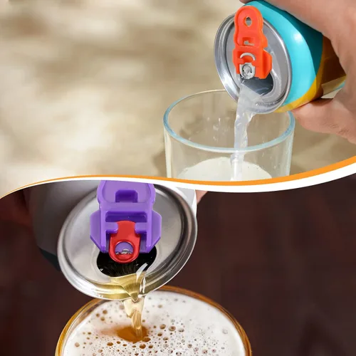 Vista 5 de 24 piezas de abridor manual colorido fácil de latas protector de soda para bebidas abrelatas de bebidas de plástico Barricada para la familia