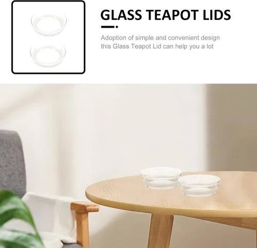 Vista 4 de UPKOCH 2 tapas de vidrio para tetera, repuesto prémium para hervidor de té, bordes redondeados lisos, fáciles de limpiar para mantener teteras