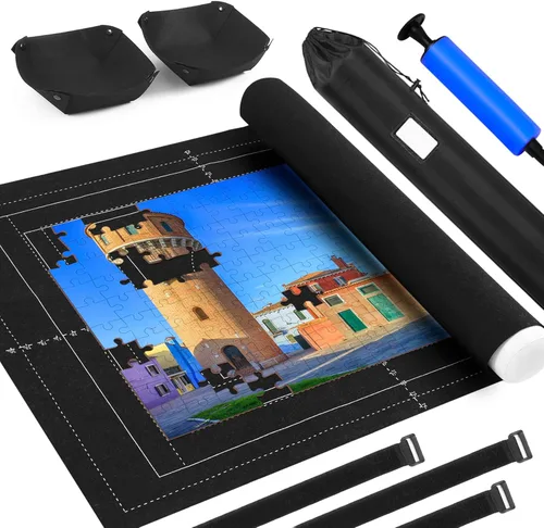 Vista 7 de Base enrollable para rompecabezas Genovega de hasta 2000/1500/1000 piezas, gran almohadilla portátil, tabla antideslizante, tapetes protectores