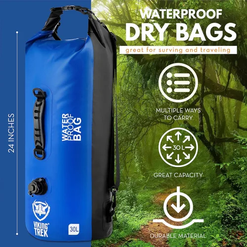 Vista 3 de Bolsa seca impermeable - Saco seco con parte superior enrollable recortada - Compresión seca - Mantiene el equipo seguro y seco para camping