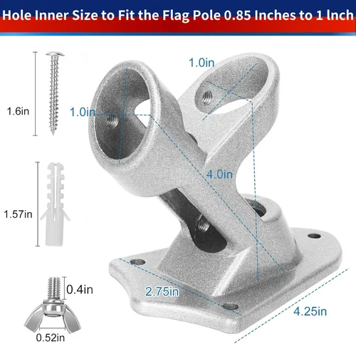 Vista 5 de Soporte para poste de bandera, soporte de poste de bandera para exteriores de casa, soporte de montaje de bandera de metal resistente, soportes