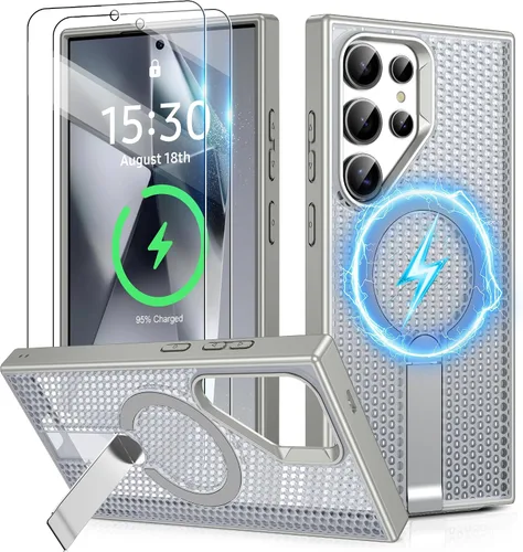 Vista 27 de Jshru para Samsung Galaxy S25 Plus / S24 Plus con [2 PIEZAS] protectores de pantalla HD, compatible con MagSafe