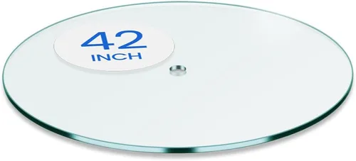 Vista 42 de Dulles Glass Mesa redonda de cristal de 26 pulgadas, templada, superficie de vidrio de 3/8 pulgadas de grosor, borde de lápiz seguro, multiusos