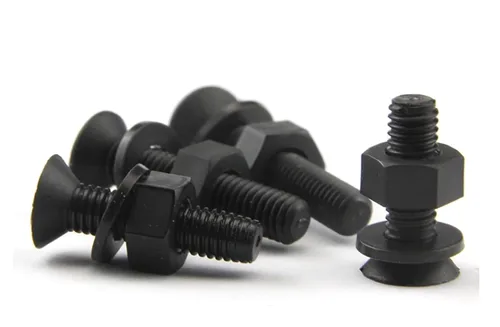 Vista 5 de Tornillo mecánico plástico de cabeza plana de nylon cabeza cruzada M2x4mm 50sets negro tuerca de tornillo de plástico y arandela