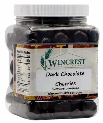 WinCrest Cerezas cubiertas de chocolate negro (1.5 libras de lata)