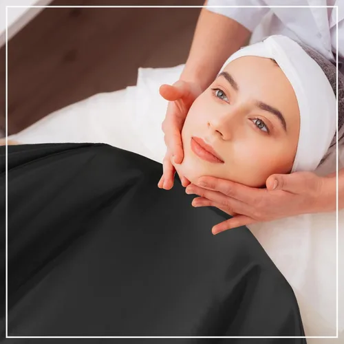 Vista 6 de FEBSNOW 2 piezas capas de barbero para adultos, capa profesional de corte de cabello con cierre a presión, capas de salón impermeables