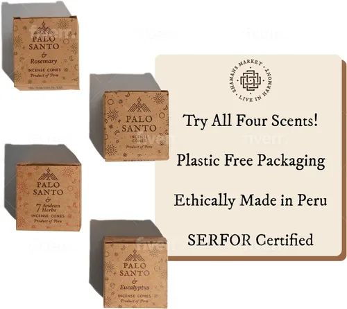 Vista 9 de Shamans Market Palo Santo & 7 Andean Herbs Cone Inciense - Caja de 6 Cajas