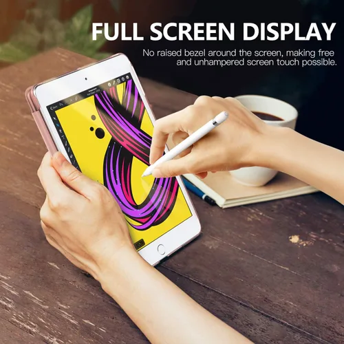 Vista 7 de MoKo Funda para iPad mini 5 2019/Mini 4 2015 (5ta/4ta Generación 7.9 pulgadas), funda delgada y ligera con soporte, con protector traslúcido