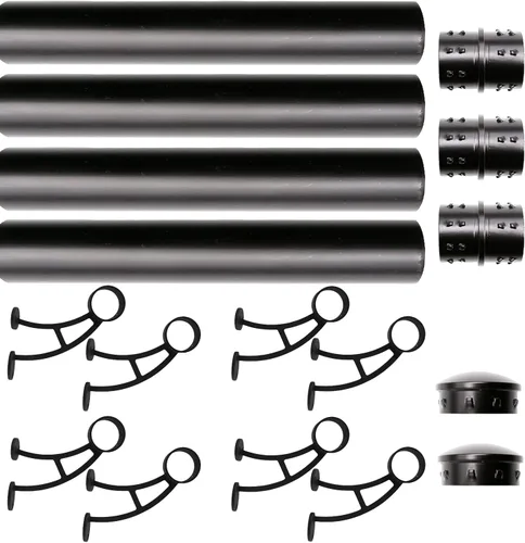 Vista 11 de Kit de riel de pie de montaje en barra sólida, tubo de acero inoxidable negro mate con conector interno, soporte de riel de pie de montaje en barra