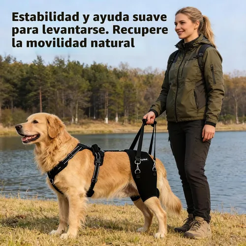 Vista 4 de Soporte de cadera para perro para displasia de cadera y artritis, envoltura de soporte ajustable con almohadillas extraíbles, asa de elevación