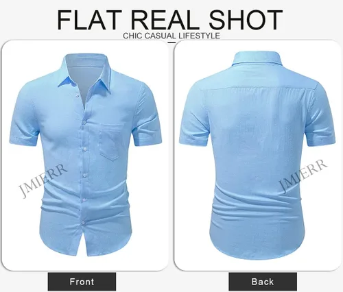 Vista 192 de JMIERR Camisas de vestir a rayas con botones y manga corta para hombre