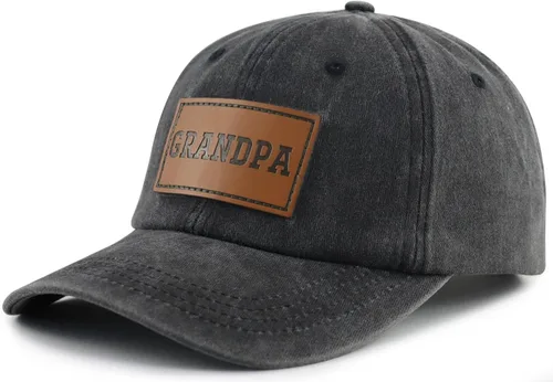 Vista 3 de Gsspvii Gorra de béisbol de algodón ajustable para hombre con parche de cuero para abuelo