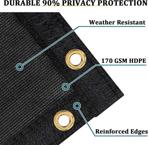 Vista 2 de Shade&Beyond Sreen - Pantalla de privacidad negra de 3 x 9 pies, 90% de visibilidad, panel de valla de malla de esgrima de 170 GSM, para pared