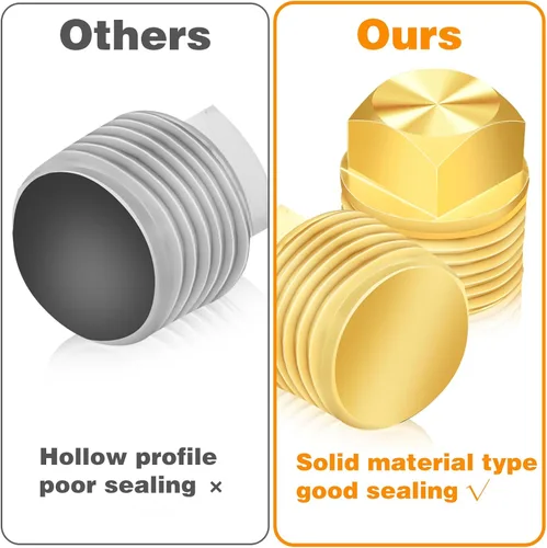 Vista 4 de 2 tapones de drenaje de barco, tapón de latón macizo de 1/2 pulgada, NPT para barco, tapón de drenaje de repuesto compatible con Glastron Bayliner