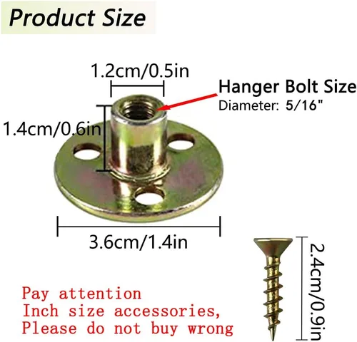Vista 2 de GOSCHE 4 juegos de placas de montaje para patas de muebles con pernos de suspensión, tornillos ideales para patas de muebles, silla, sofá, gabinete