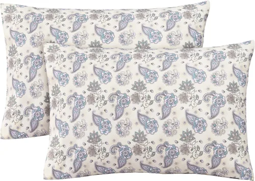 Vista 23 de Feather & Stitch - Fundas de almohada 100% algodón de 2 piezas tamaño Queen, 300TC fundas de almohada ultra suaves con cierre de sobre, resistentes