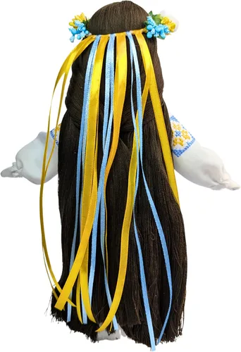 Vista 3 de Muñeca motanka ucraniana coleccionable exclusiva de 12 pulgadas sobre base de madera Muñeca ucraniana tradicional de diseño eslavo Hecho a