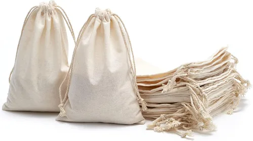 Vista 6 de Tendwarm Paquete de 20 bolsas de algodón con cordón de 3.9 x 5.9 pulgadas, reutilizables, bolsa de muselina para fiestas, bodas, almacenamiento