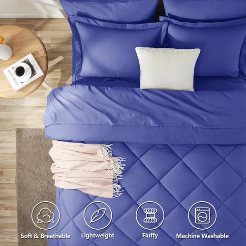 Vista 59 de CozyLux Juego de edredón de tamaño Queen, rojo burdeos, toda la ropa de cama en una sola bolsa, 7 piezas: edredón, fundas de almohada y de almohada