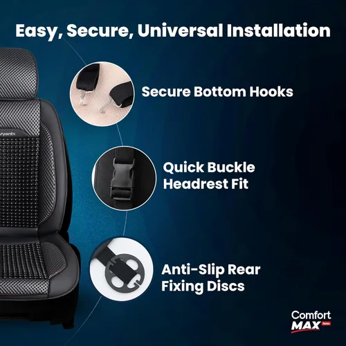 Vista 7 de Funda de asiento de automóvil con cuentas - Soporte de masaje de cuentas de madera con malla refrescante transpirable - Ajuste universal para sedán
