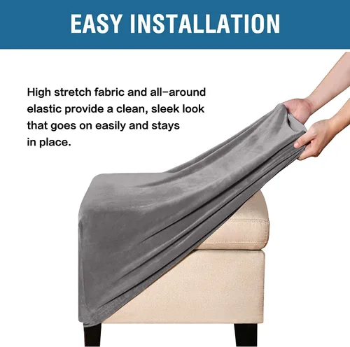 Vista 118 de ADPON Fundas otomanas cuadradas de terciopelo para otomanas, fundas protectoras para reposapiés cuadrados, fundas protectoras para taburetes de Azul