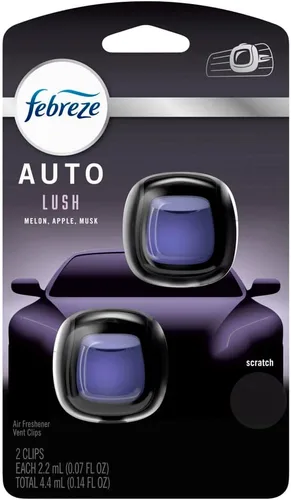 Vista 21 de Febreze Ambientador de coche con clip de ventilación, eliminador de olores, aroma ámbar automático, 2 clips