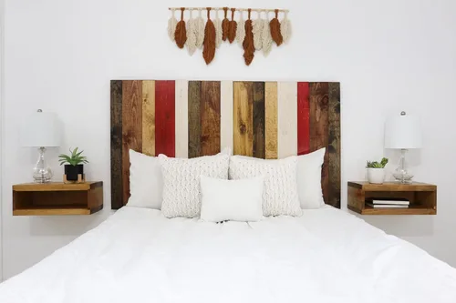 Vista 70 de Diseño mixto: cabecero hecho a mano. Se monta en pared: Fácil instalación:, Madera, Mezcla de todo terreno.