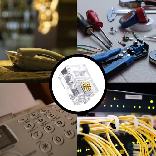 Vista 5 de Conectores RJ11 6P4C Enchufe de teléfono Modular Enchufe Adaptador de Conector de Conector de Cable Teléfono Extremo Crimpado Conector de Cable