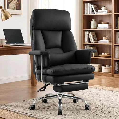Vista 10 de Ergonomic Home Office Desk Chair, Heavy Duty Executive Chair with Footrest Beige