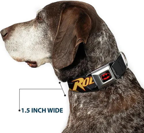 Vista 7 de Buckle-Down Robin - Collar de perro con hebilla para cinturón de seguridad, color rojo/negro, gris, 1 pulgada de ancho, se adapta a cuello de 9 a 15