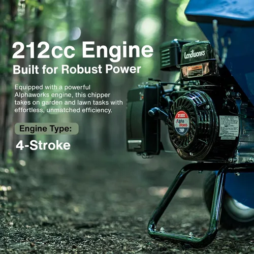 Vista 4 de Landworks Trituradora de madera Trituradora Trituradora Super Heavy Duty 7HP 3 en 1 Multifunción 3 "pulgadas Capacidad máxima
