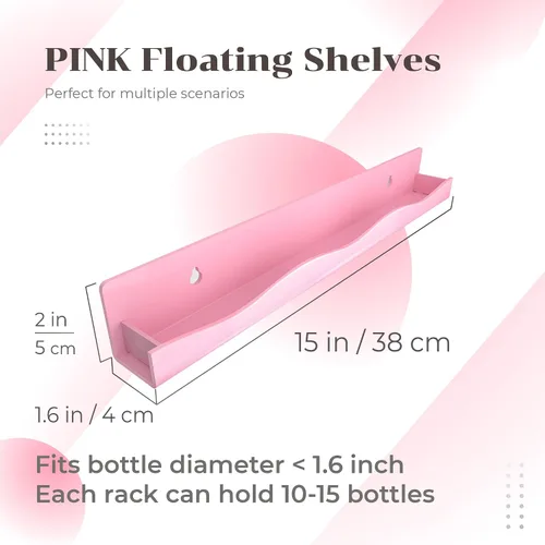 Vista 4 de Paquete de 6 estantes de esmalte de uñas, estantes acrílicos Rosa