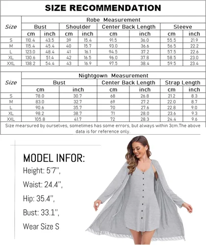 Vista 6 de SWOMOG Conjunto de camisón de lactancia y bata de encaje 3 en 1 para mujer, vestido de lactancia con botones de parto y 2 piezas para dormir