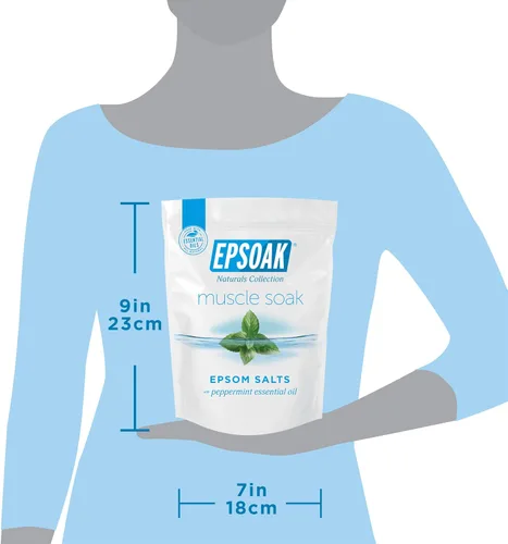 Vista 8 de Epsoak Muscle Soak - Bolsa de sal de Epsom resellable con aroma a menta de 2 libras, fabricada en los Estados Unidos, certificado libre de crueldad