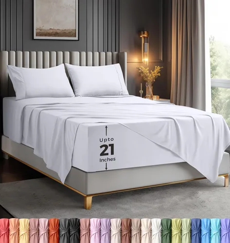 Vista 8 de Utopia Bedding - Juego de sábanas de bolsillo profundo para cama individual – Se adapta a colchones de hasta 21 pulgadas – Refrescantes, suaves