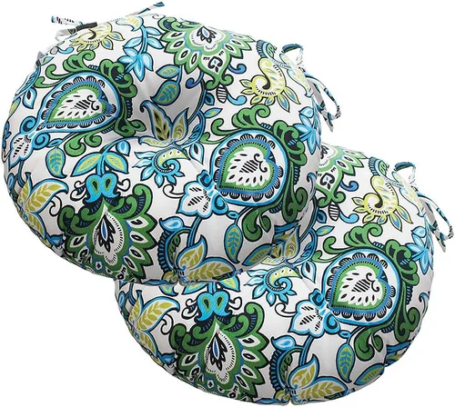 Vista 24 de Magpie Fabrics Cojines de Asiento Redondos para Bistró de Exterior con Lazos, 15"x15"x4" Juego de 2, Cojines Acolchados Impermeables para Taburete