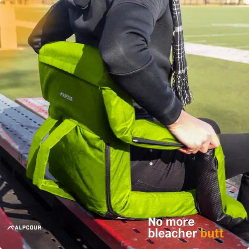 Vista 2 de Asientos de estadio reclinables para gradas con respaldo Cojín ancho para silla de grada, reposabrazos, bolsillos grandes y múltiples