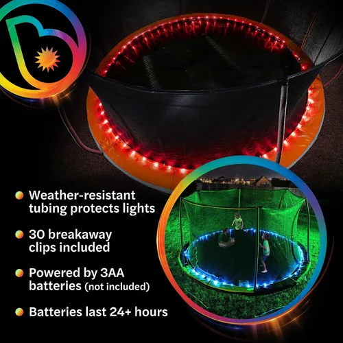 Vista 5 de Brightz BounceBrightz LED Trampoline Lights, Color Changing - Motion Sensing - Changes Colors When You Jump - Fits 8FT 10FT 12FT 14FT 15FT
