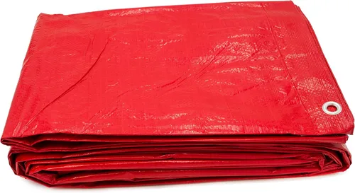 Vista 4 de Lona roja de alta visibilidad de 10 pies x 12 pies, 3.3 onzas.