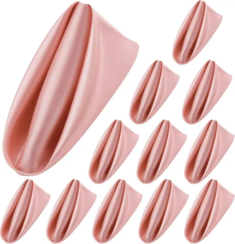 Vista 11 de Aneco 12 Piezas de Servilleta de Satén Cuadrada de 20 x 20 Pulgadas, Servilletas de Cena para Bodas, Servilletas de Fiesta, Servilletas de Mesa