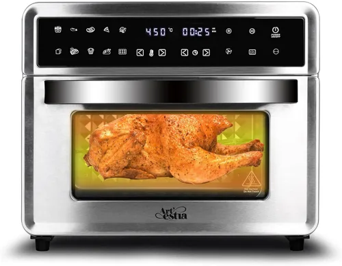Artestia Horno tostador grande de 26.4 cuartos de galón 10 en 1 freidora de aire digital Hornos de encimera de convección digital con deshidratación