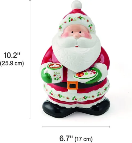 Vista 3 de Pfaltzgraff Winterberry - Tarro de galletas de Papá Noel, 10 pulgadas