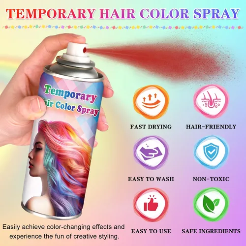 Vista 2 de Spray temporal de color rojo para el cabello para mujeres y hombres, lavable 120ML