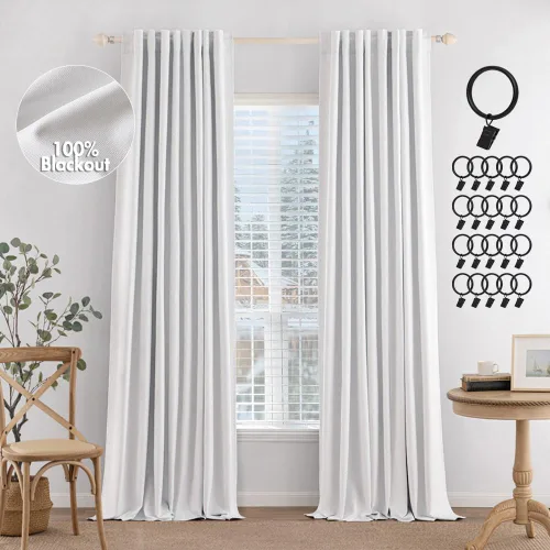 Vista 18 de MIULEE Cortinas 100% opacas de 84 pulgadas de largo, juego de 2 paneles para dormitorio, pestaña trasera, sala de estar, oscurecimiento completo