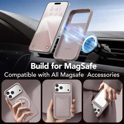 Vista 931 de GONEZ Funda magnética para iPhone 14, compatible con Magsafe, con protector de pantalla + protector de cámara, forro de microfibra antiarañazos